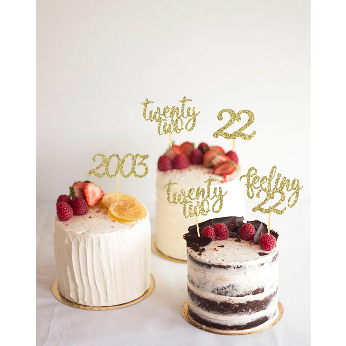 24Pcs Feeling 22 Cupcake Toppers, Twenty Two Birthday Cake Decorations, Cheer To 22 Years Old Theme Party Decoration Supplies (G