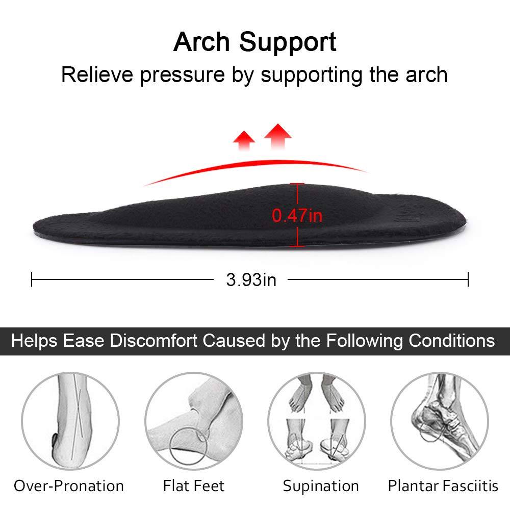 Dr. Foot Plantar Fasciitis Arch Support Shoe Insoles 5 Pairs, Thicken Gel Arch Pads For Flat Feet - Self-Adhesive Arch Cushions