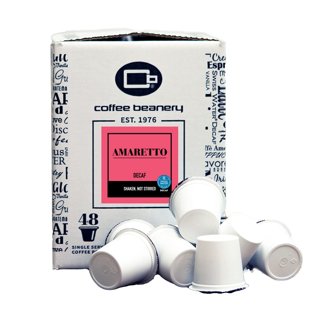 Coffee Beanery Amaretto Decaf Coffee Pods - Medium Roast, 96 Count Pack