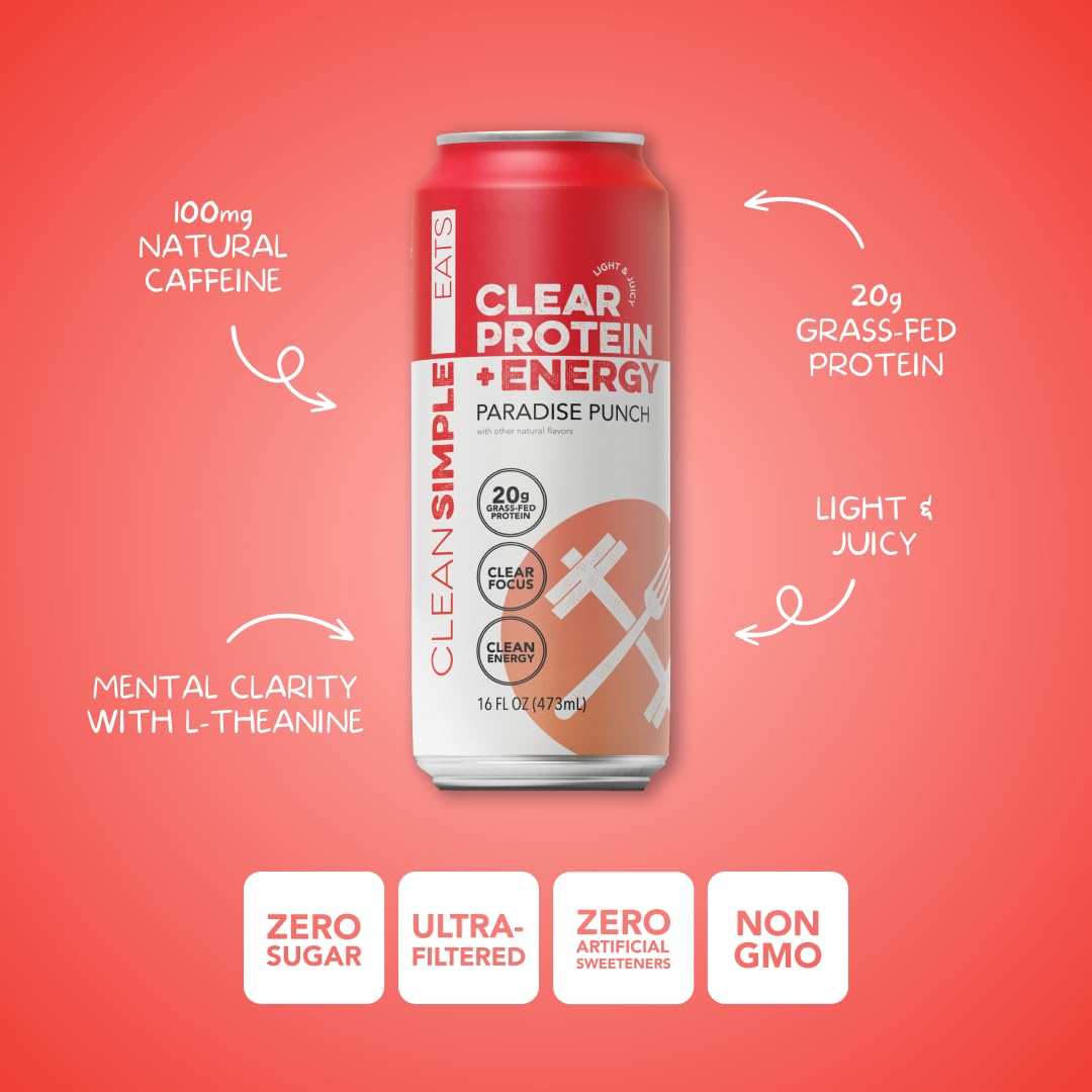 Clear Protein + Energy Paradise Punch 16 oz Can - 12 Pack