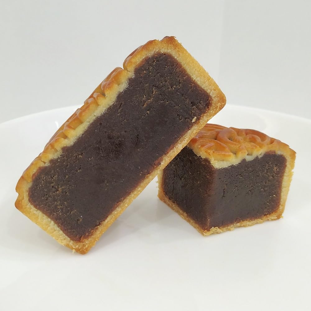 HELENOU666 Mooncake Chinese Cantonese Traditional Moon Cake 4pcs (red bean flavor)