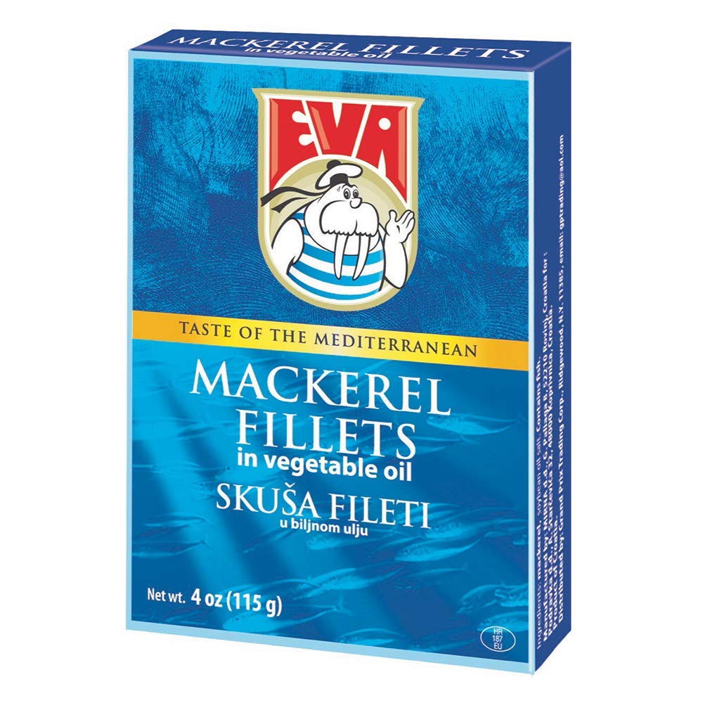 Podravka Eva Skusa Mackerel, Fillet in Vegetable Oil, 115g, 4.05 oz (Pack of 30)
