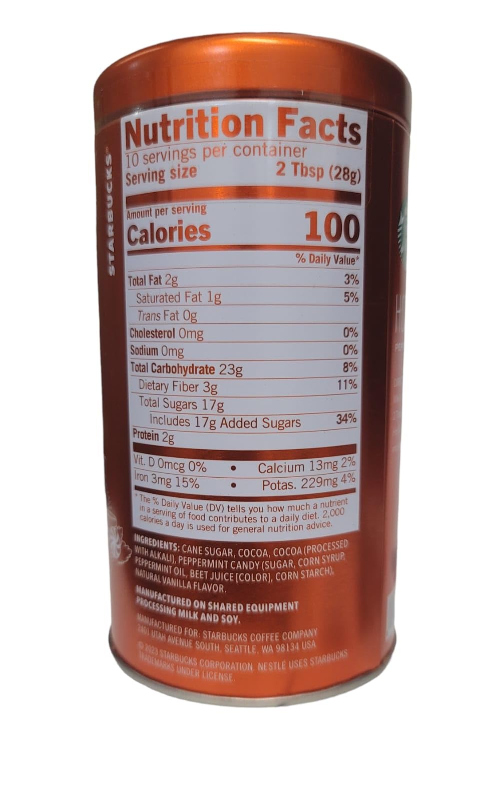 Starbucks Hot Cocoa Mix, Peppermint, 10-Ounce