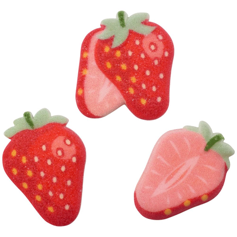 Fruit Shaped Sugar Decorations Cookie Cupcake Cake Edible Toppers 12 pc (Strawberries)