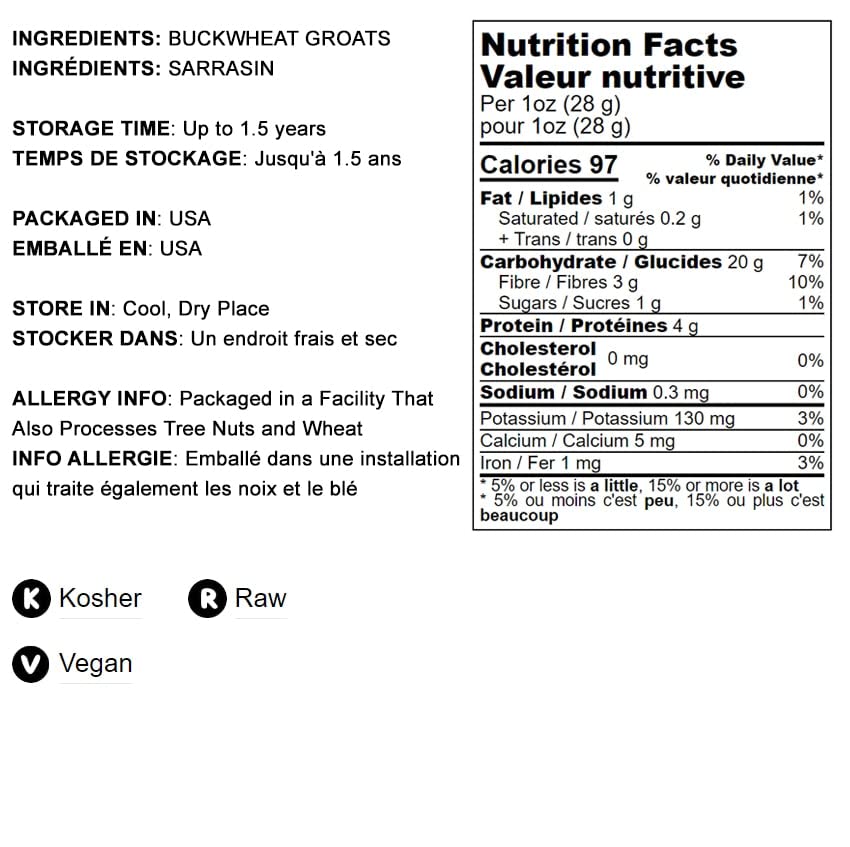 Food To Live Buckwheat Groats, 1.5 Pounds - Hulled Whole Grains, Raw, Kosher, Vegan, Sirtfood, Bulk, Good Source Of Dietary Fibe