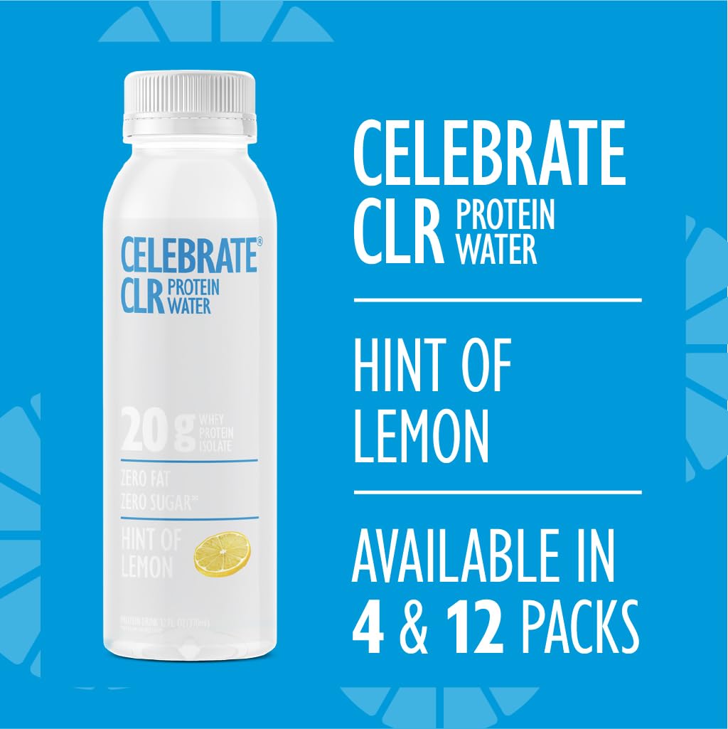 Celebrate Bariatric dietary products CLR Whey Isolate Protein Water, 20g Protein, Gluten Free, Sugar Free, 12 Fl Oz, Pack of 12