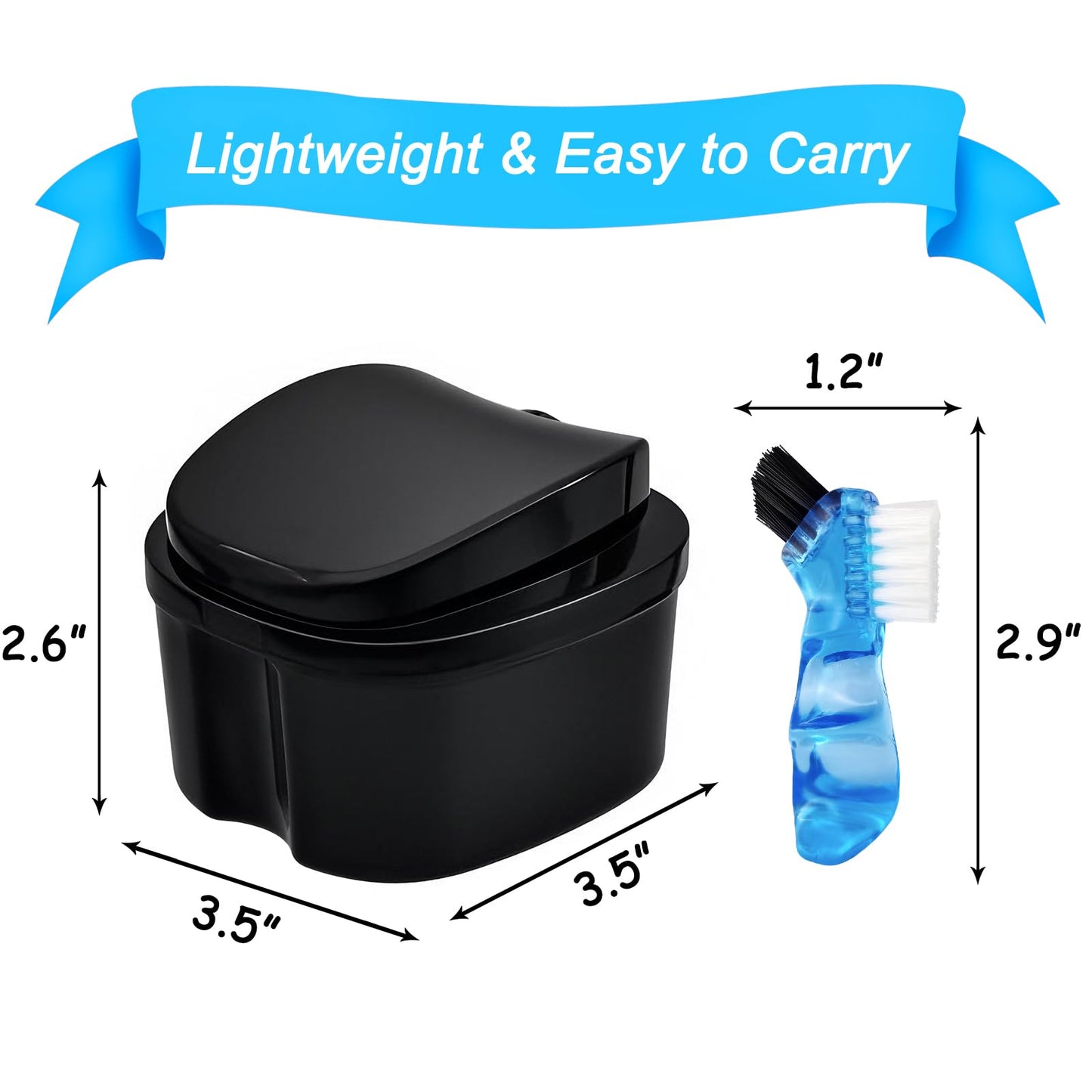 Keedolla 2 Pack Denture Bath Case Partial Denture Cup Retainer Cleaning Container, Denture Wash Container Retainer Bath Box Cup