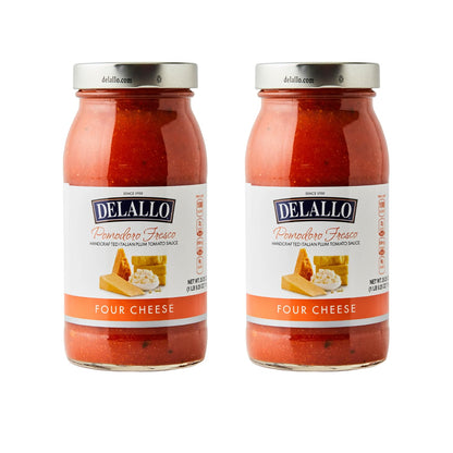 DeLallo Pomodoro Fresco Four Cheese Sauce, 25.25 oz. Jar, (2 Pack), Made in Italy, Gluten Free