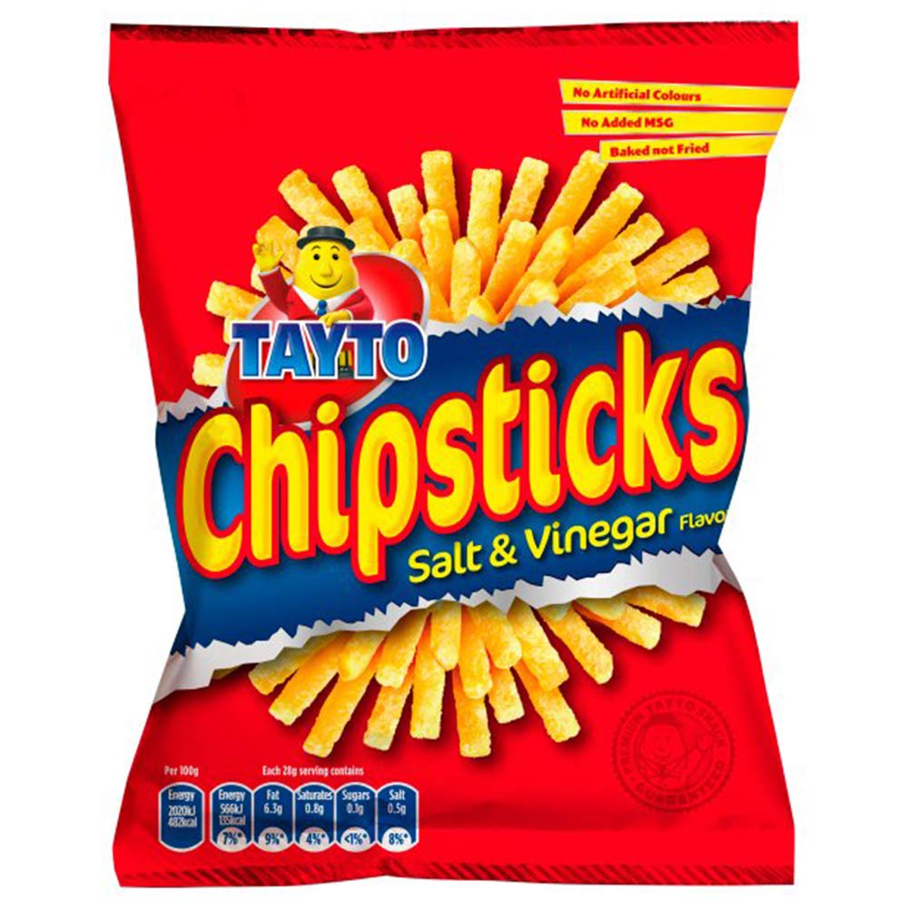 TAYTO Chipsticks - Salt and Vinegar flavour snacks from Ireland (22 x 28g packs)