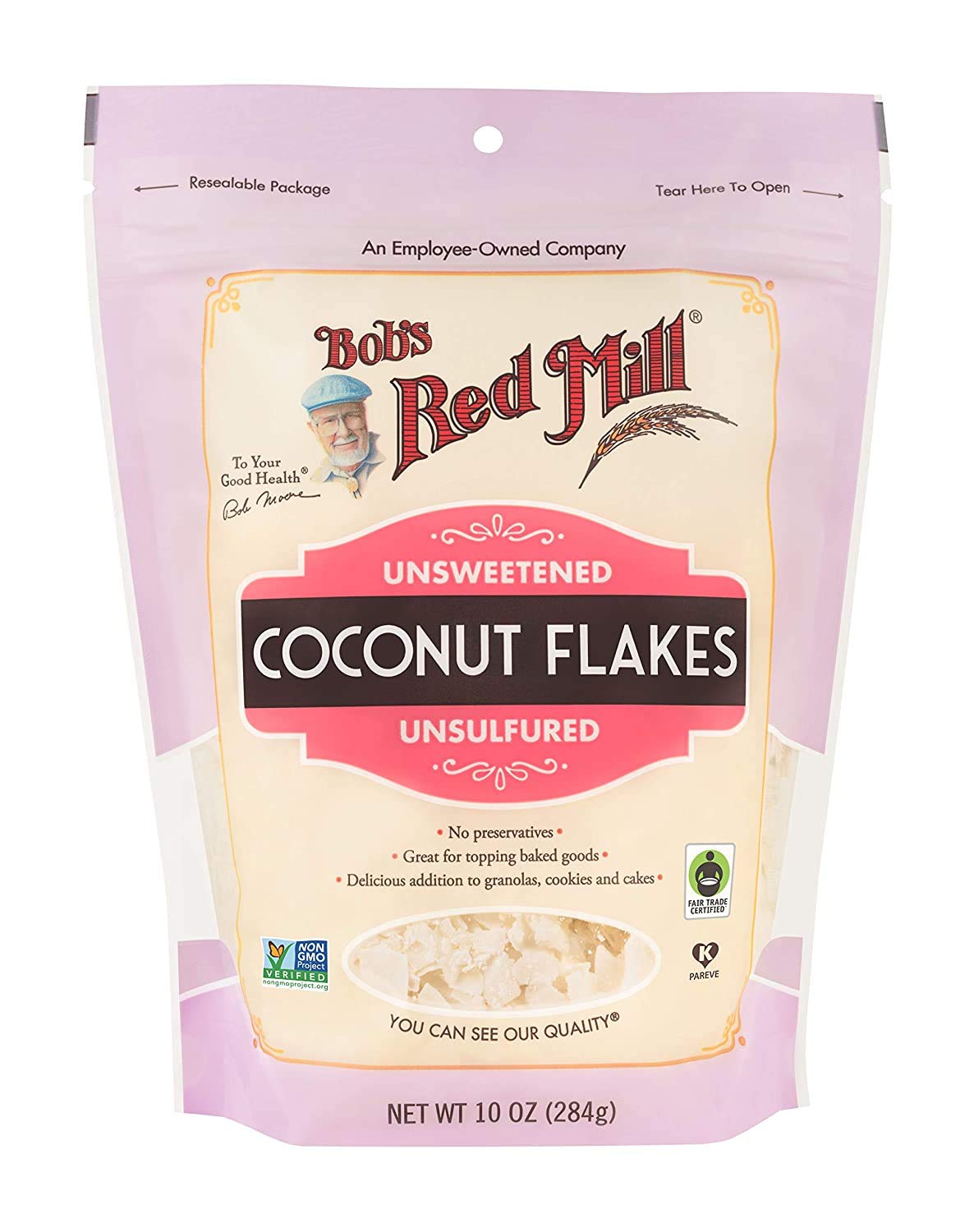 Bob'S Red Mill Resealable Unsweetened Coconut Flakes 10 Oz (Pack Of 3)