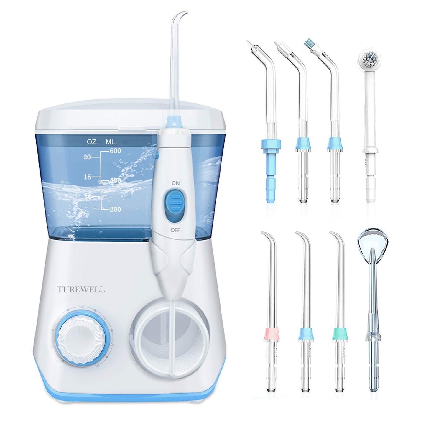 Turewell Water Flossing Oral Irrigator, 600Ml Dental Cleaner 10 Adjustable Pressure, Electric Oral Flosser For Teeth/Braces, 8 W
