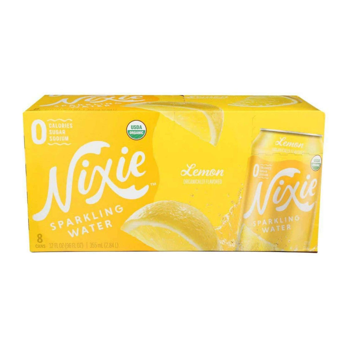 Nixie Organic Lemon Sparkling Water, 12 Fluid Ounce - 8 count per pack - 3 packs per case.