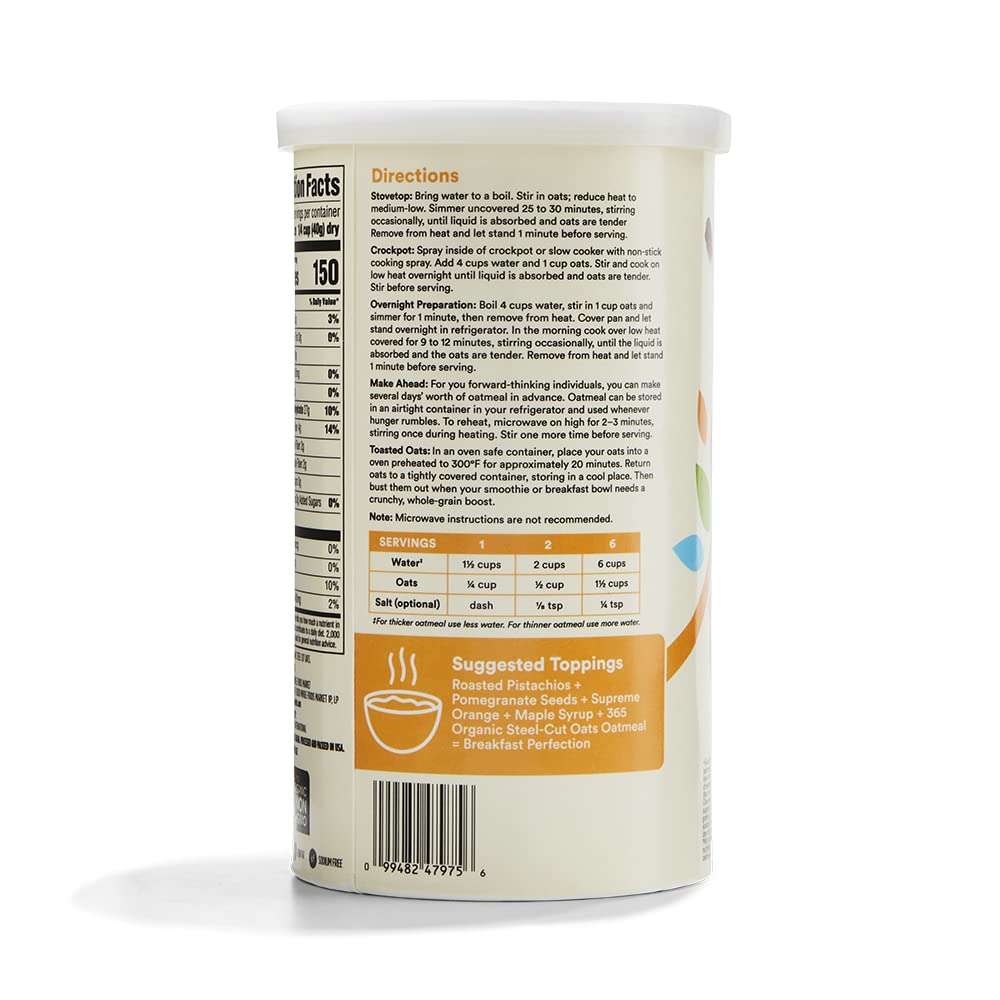 365 by Whole Foods Market Organic Steel Cut Oats - 30 Ounce, Whole Grain Breakfast Option