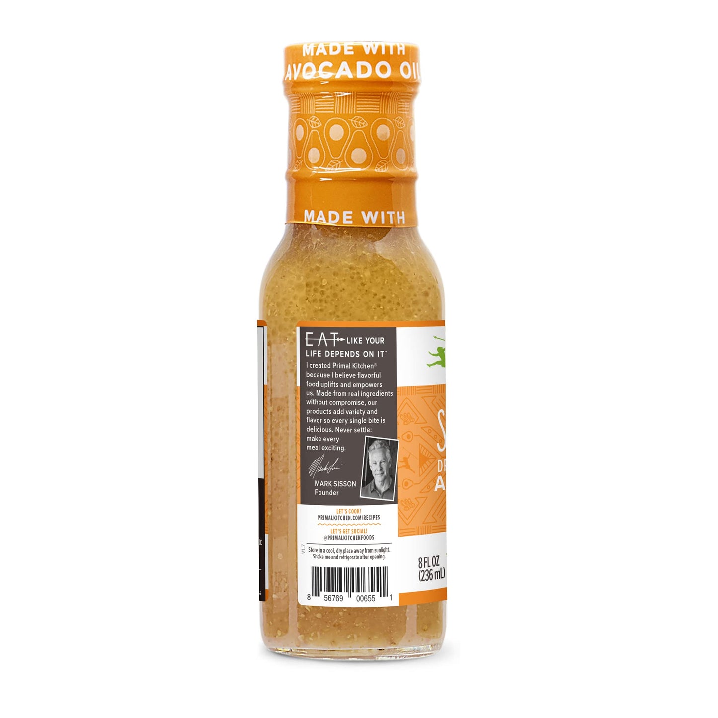 Primal Kitchen Sesame Ginger Vinaigrette & Marinade Salad Dressing made with Avocado Oil, Paleo Friendly & Keto Certified, 8 Flu