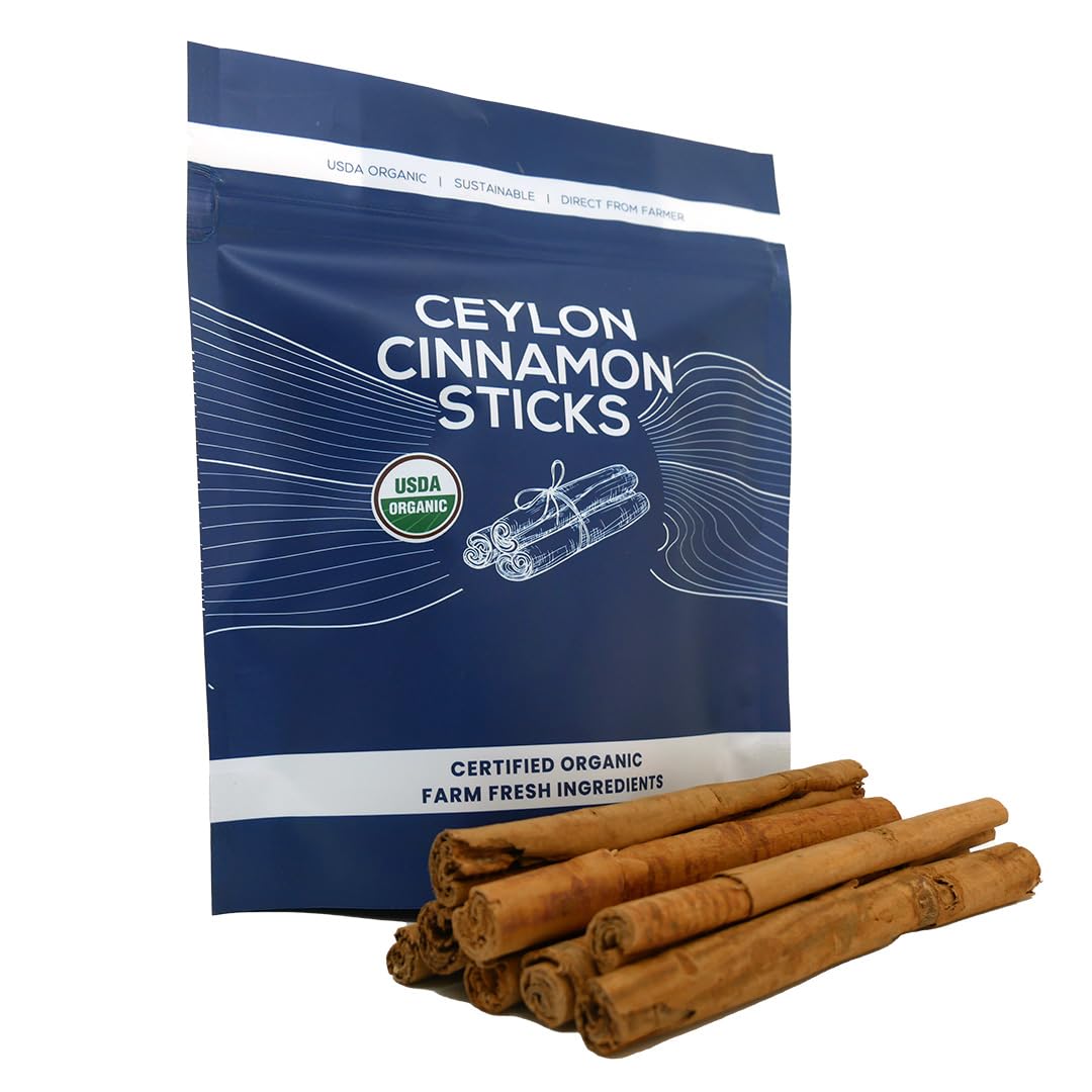 One Farm By Waayb Organic Ceylon Cinnamon Sticks, Single Estate, Enhanced Sri Lanka Cinnamon, Non-Gmo, Fair-Trade & Gluten Free In Resealable Pouch For Cooking, Decoration, Lattes & Tea