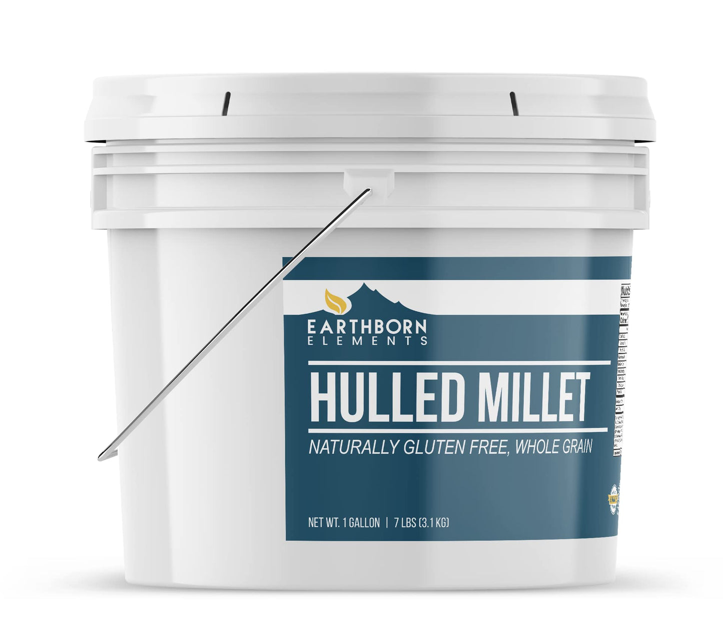 Earthborn Elements Hulled Millet, 7 lb Bucket, Ideal for Baked Goods, Cereals, Casseroles, & Side Dishes