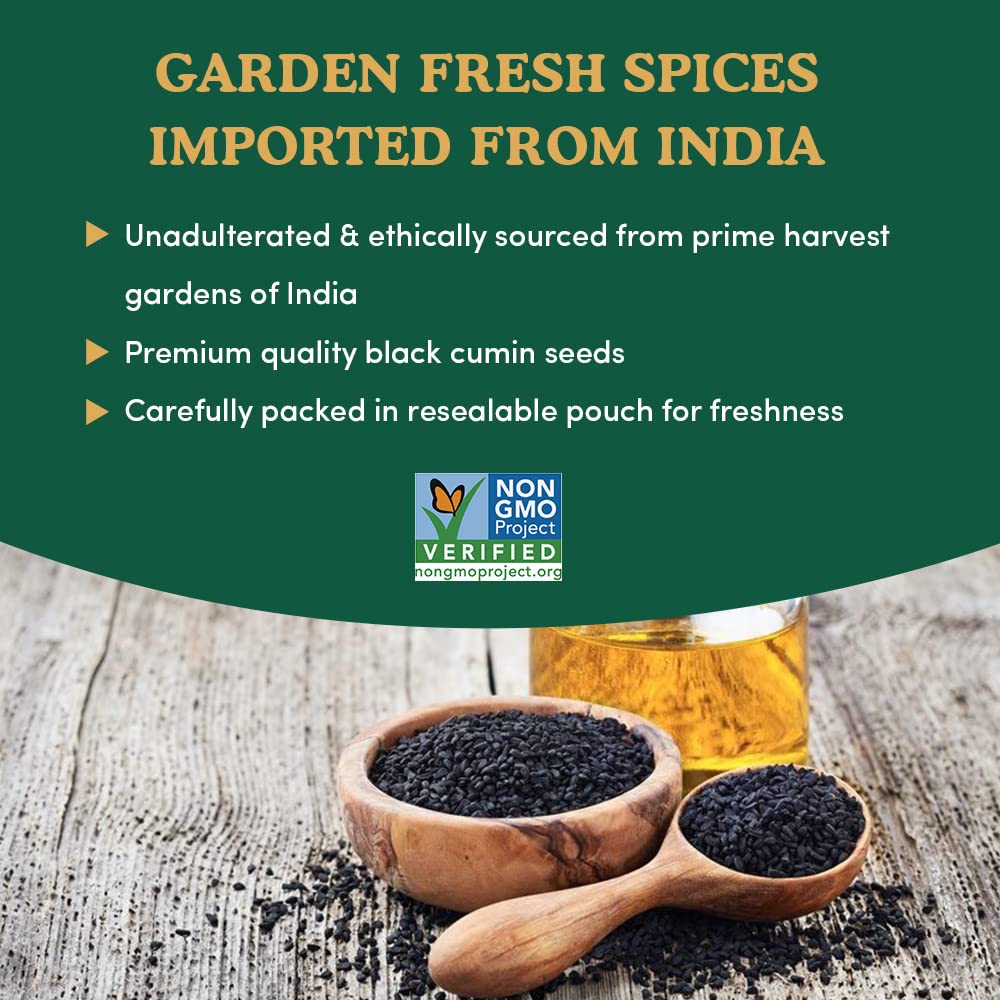 HANDPICK Black Cumin Seed (14oz) Pure Nigella Seeds - No Salt or Preservatives, Non GMO | Indian Black Whole Cumin | Gluten Free