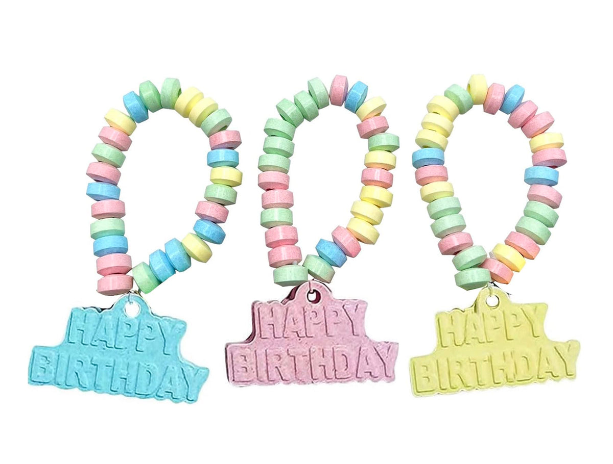Happy Birthday Candy - 24 Individually Wrapped Bulk Candy Bracelets - Great for Birthday Party Favor Candy - Goodie Bags for Kid
