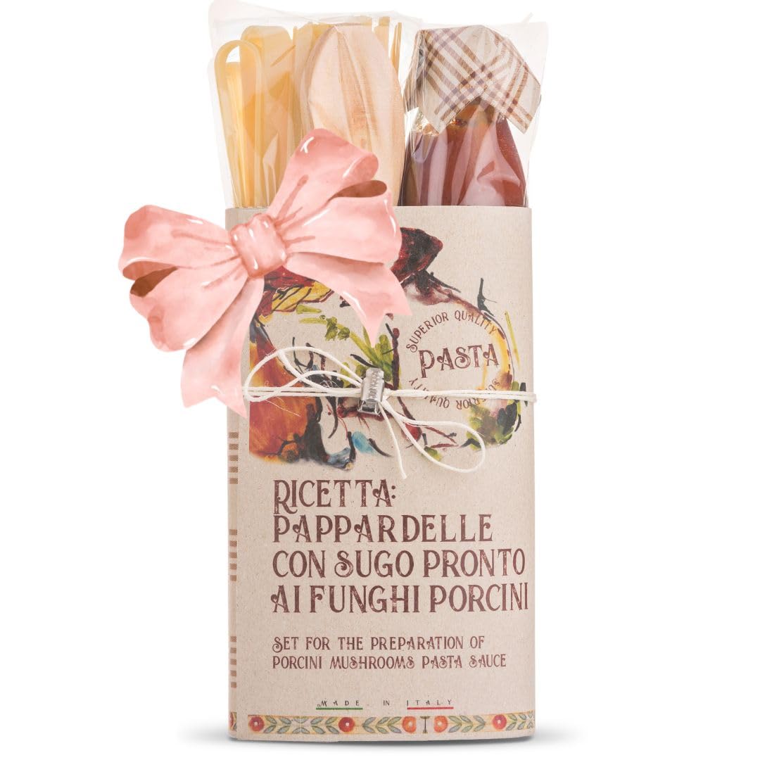 Pasta Gourmet Gift Set  Pappardelle Pasta With Porcini Mushrooms Sauce In Deluxe Packaflavor Blendg  Homemade In South Of Italy  Artigiani Dei Sapori