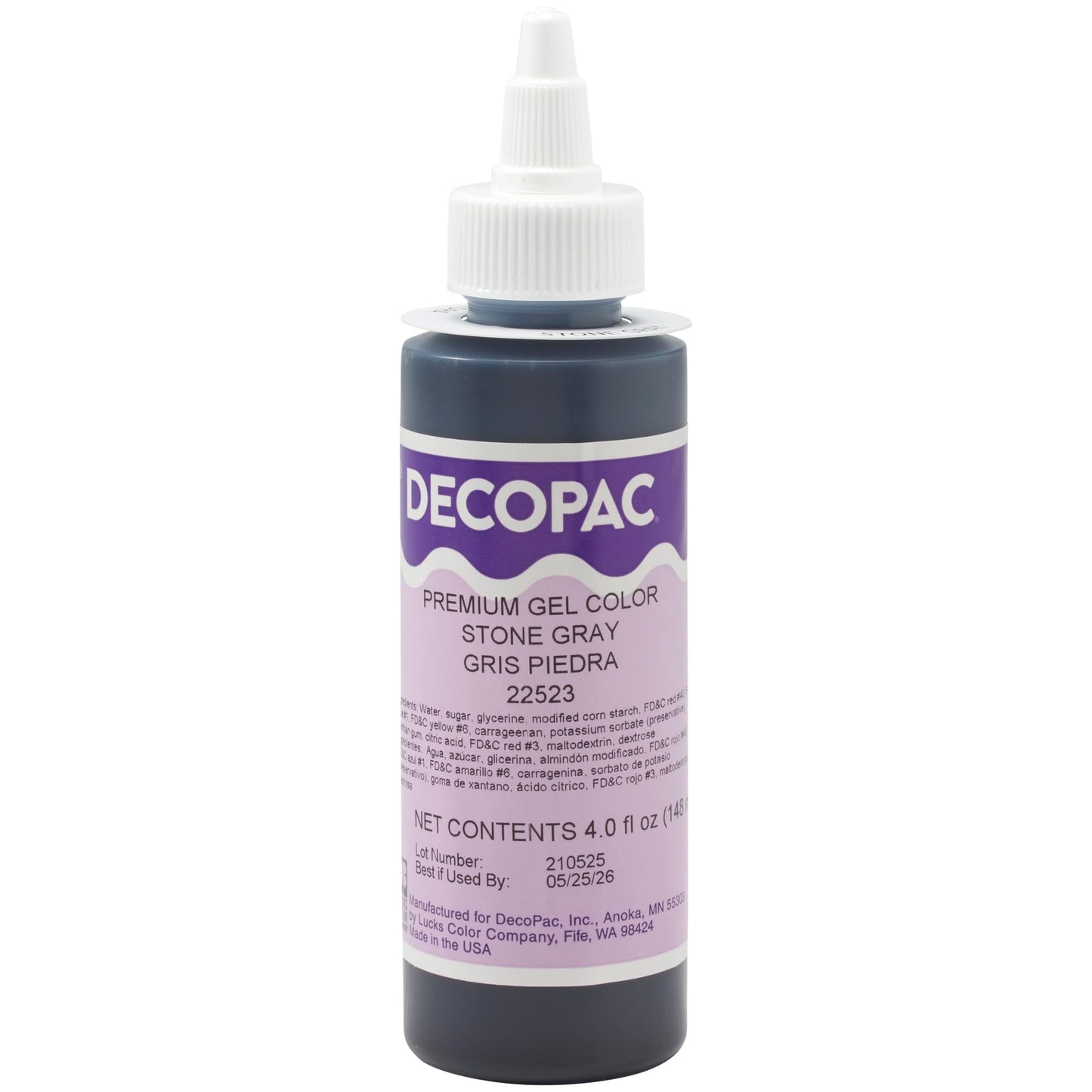 DecoPac Gray Gel Color Cake Decorations, 4 Fl Oz, Stone Gray, Model 22523
