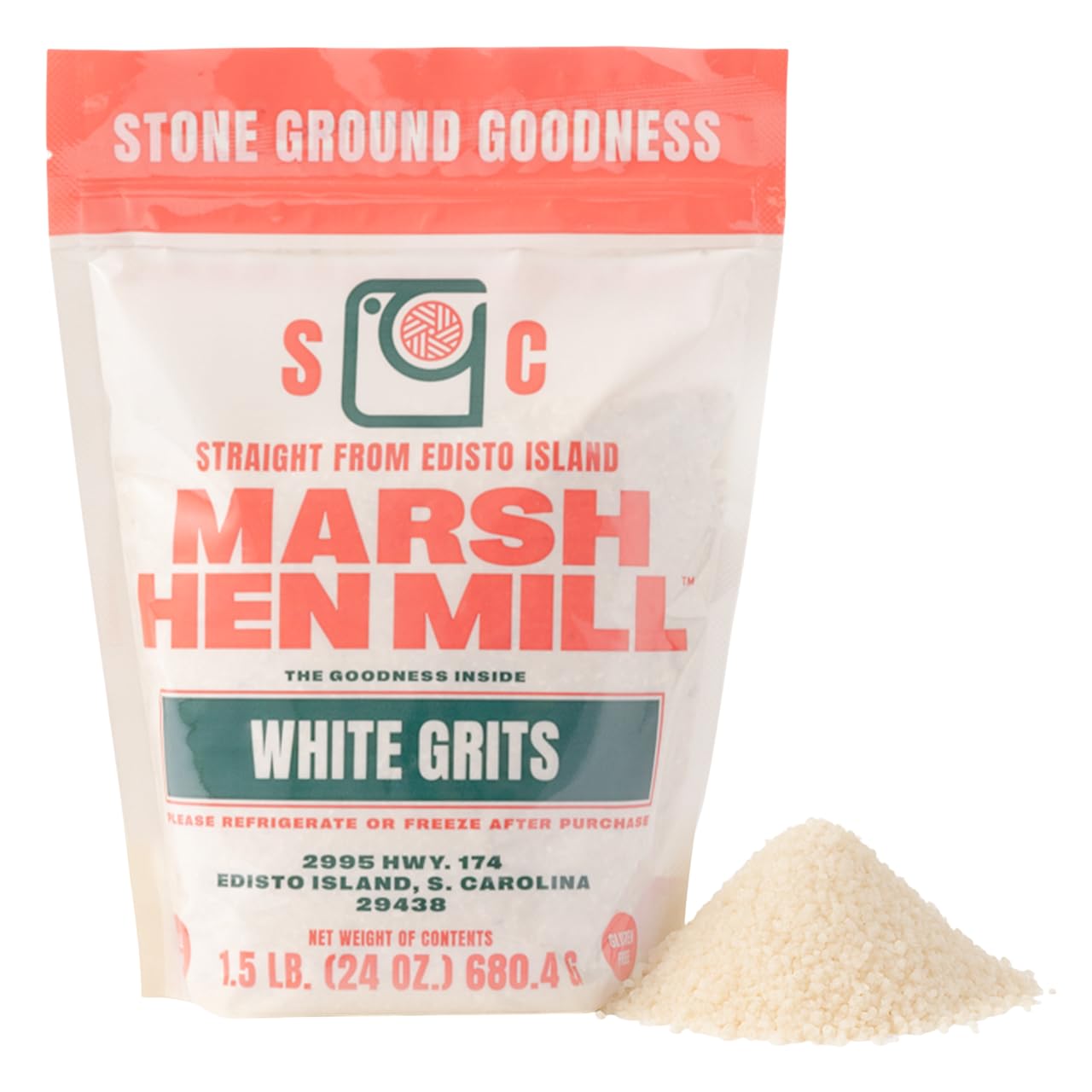 Marsh Hen Mill White Grits | Gluten-Free | Stone Ground | 24 oz | Instant for Quick Meals