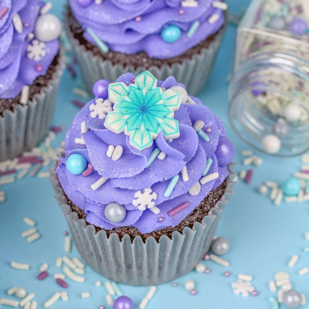 Sweets &   Boutique Frozen Sprinkles for Cake Decorating - Blue & White, 3 Ounce, Snow Queen