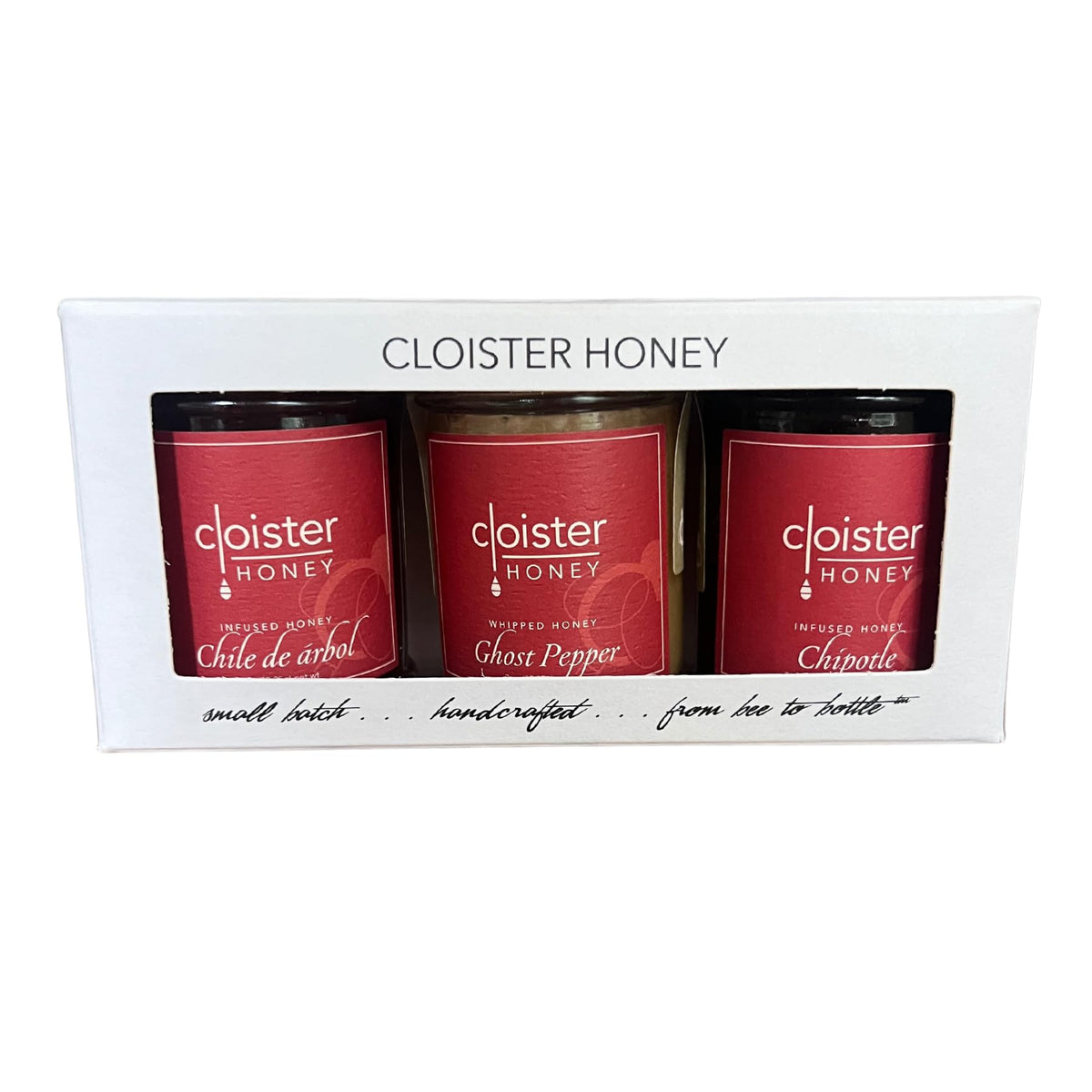 Cloister Honey Trios - Hot Honey (3 x 3 oz) | Hand Crafted | Raw Artisan Honey | 100% Pure, Raw & Unfiltered | All Natural | Mad