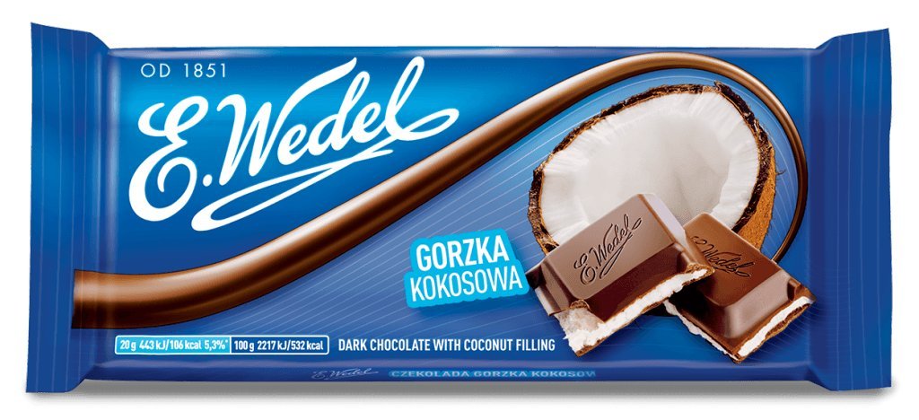 E.Wedel Dark Chocolate With Coconut Filling  100G (Pack Of 5)