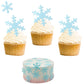 50Pcs Edible Snowflakes For Cake Decorating Blue Edible Christmas Cake Decorations Wafer Paper Snowflake Sprinkles Cupcake Toppers For Christmas Winter Holiday Frozen Theme Party Supplies