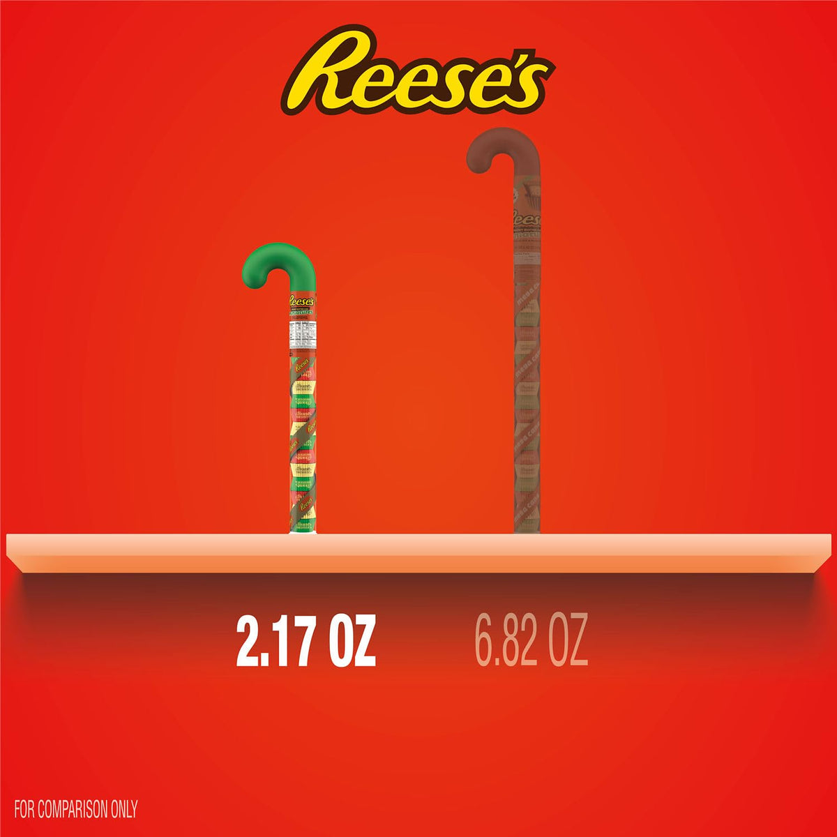 REESES Miniatures Milk Chocolate Peanut Butter Cups, Christmas Candy Plastic Cane, 2.17 oz