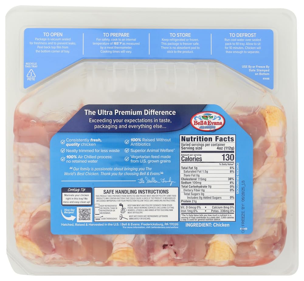 Bell & Evans, Chicken Drumstick Air Chilled Tray Pack Step 2