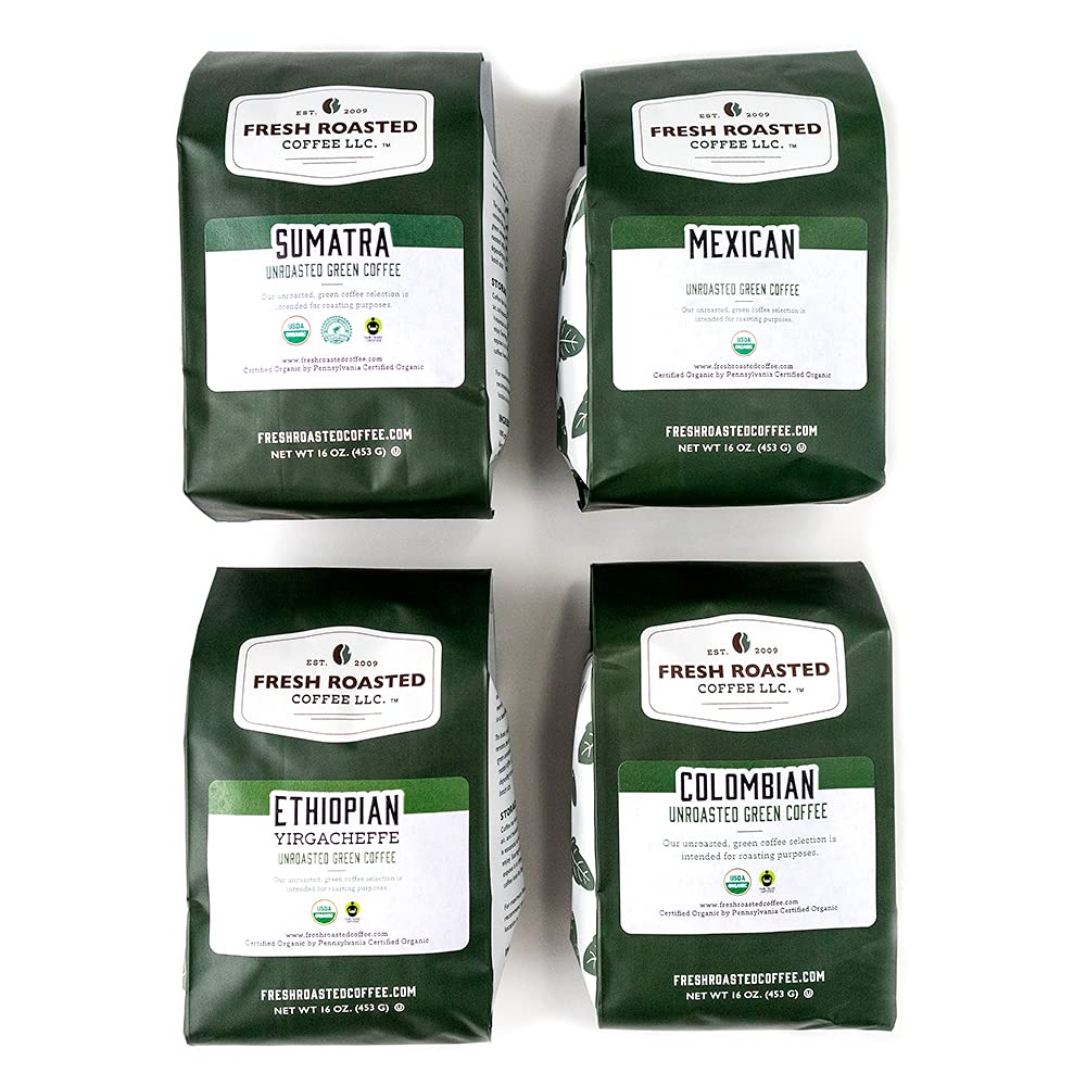 Fresh Roasted Coffee, Unroasted Organic Explorer Home Roasting Starter Kit, Kosher