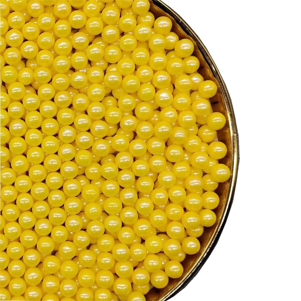 NIPEOR Yellow Edible Pearls for Baking, Cake & Cookie Sprinkles, 130g, 7mm Size, Perfect for Decoration