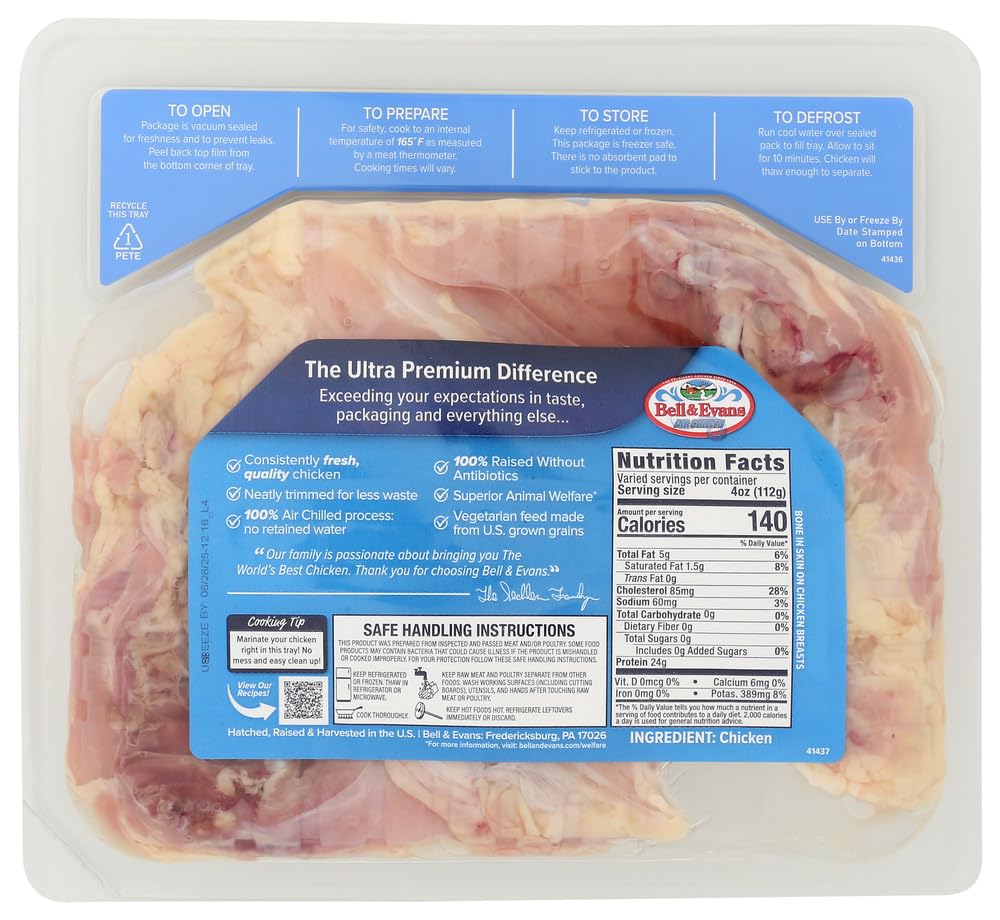 Bell & Evans, Chicken Breast Bone-In Split Air Chilled Tray Pack Step 2