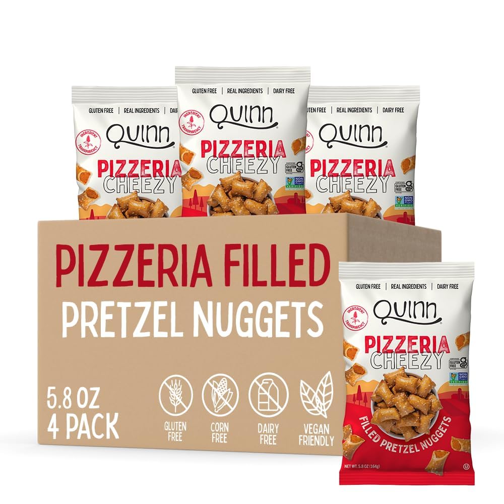 Quinn Gluten Free Pizzeria Cheezy Filled Pretzel Nuggets - Made with Real Ingredients, Whole Grain Sorghum, Sea Salt, Vegan, Dai