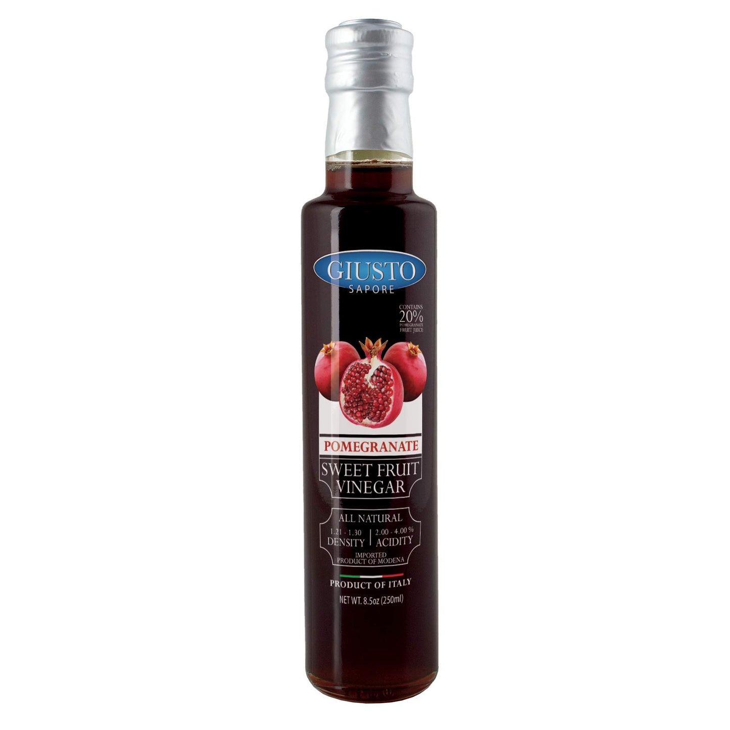 Giusto Sapore Pomegranate Sweet Fruit Vinegar - 8.5 Fl Oz - Gluten Free - Imported from Italy