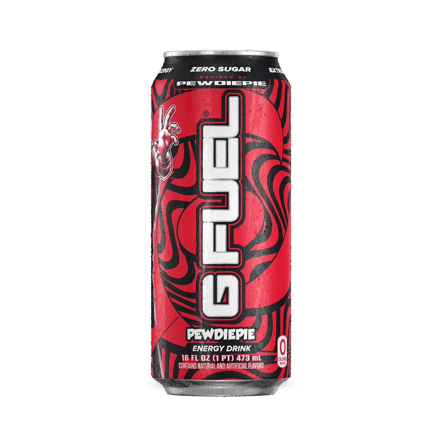 G Fuel PewDiePie Energy Drink 16 oz Can, 12-Pack Case, Red