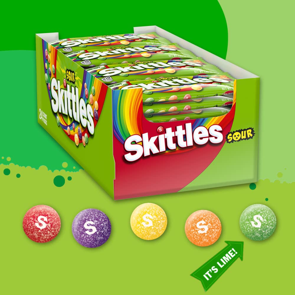Skittles Sour Summer Chewy Candy Bulk Assortment, 1.8 Ounce (Pack Of 24)