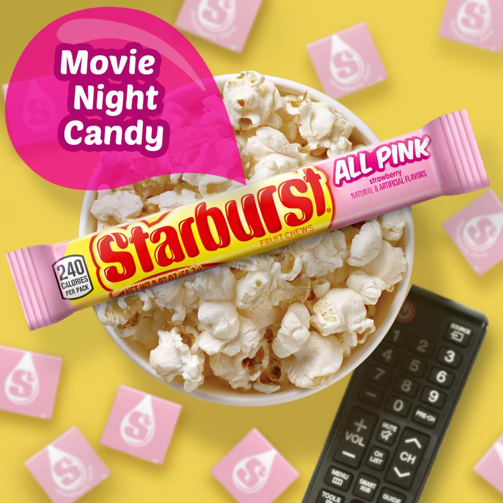 STARBURST All Pink Chewy Candy Bulk Pack, 24 Full Size Packs, Pink Candy Bulk Box