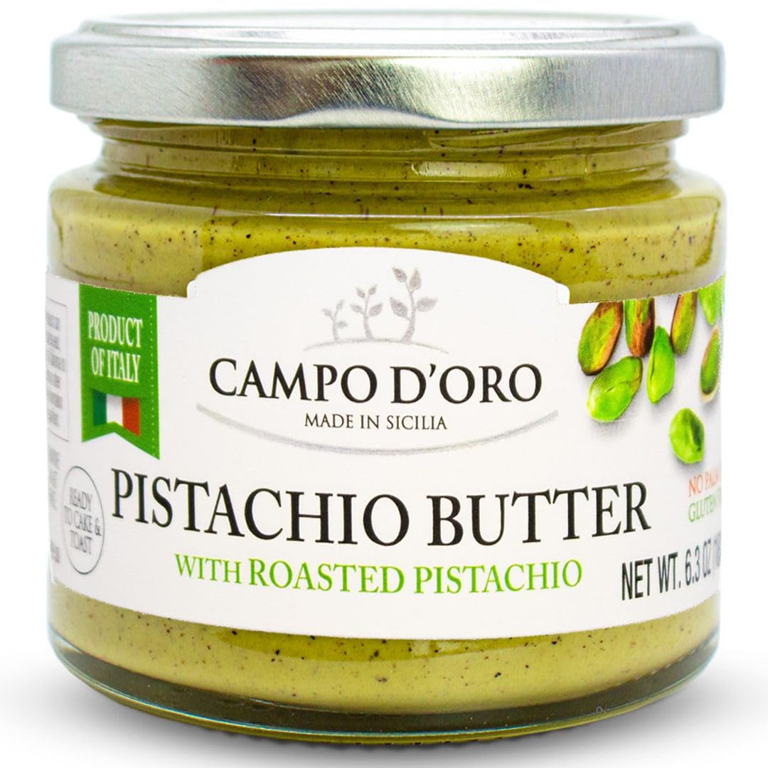 Pistachio Nut Butter Sweet Cream, 6.35 Oz (180G), Rich & Nutty Pistachio Cream For Knafeh Pistachio Chocolate Bars, Sweet Sicili