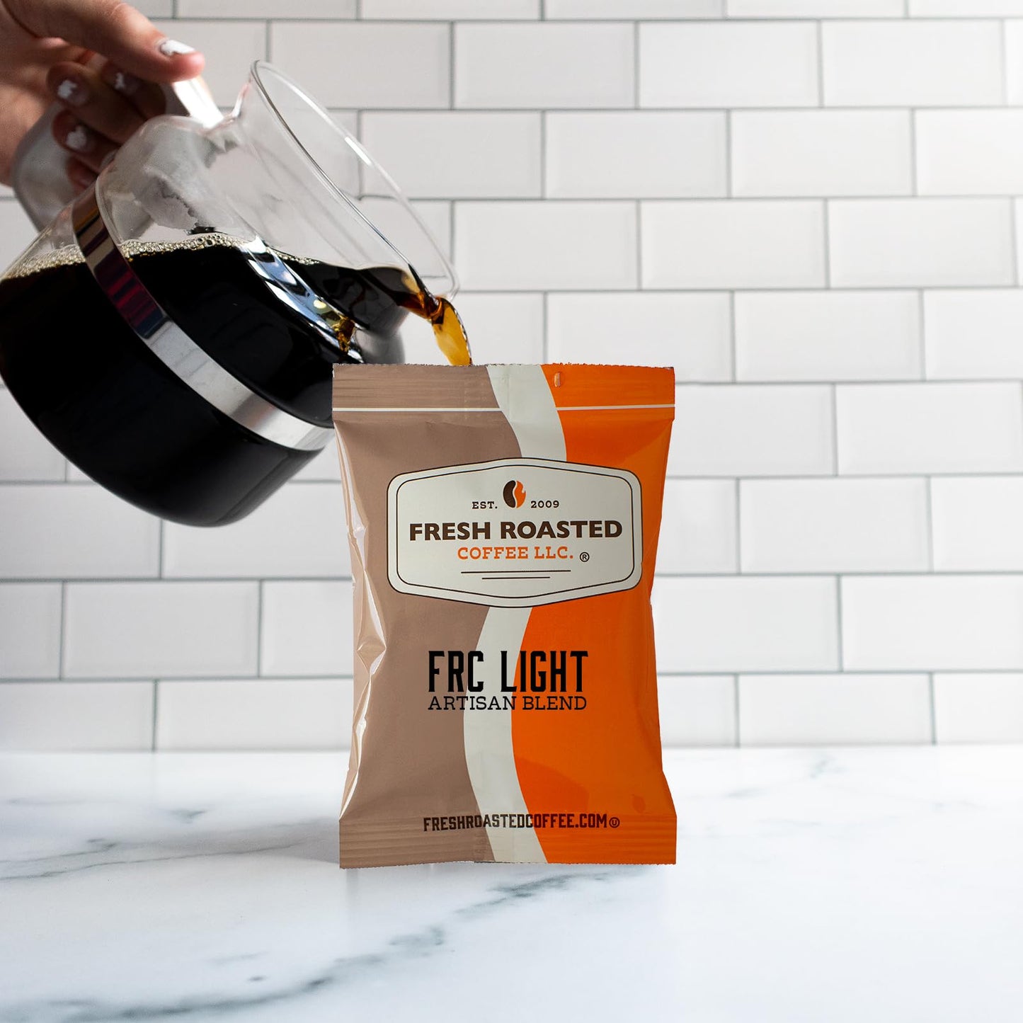 Fresh Roasted Coffee Light Roast Blend, Kosher, Pre-Ground, 2.25 Ounce, 96 Count