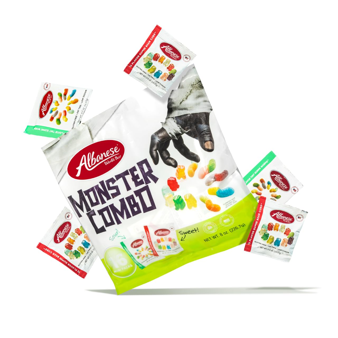 Albanese Sweet & Sour Monster Combo 16ct Trick-or-Treat Bag of Halloween Candy