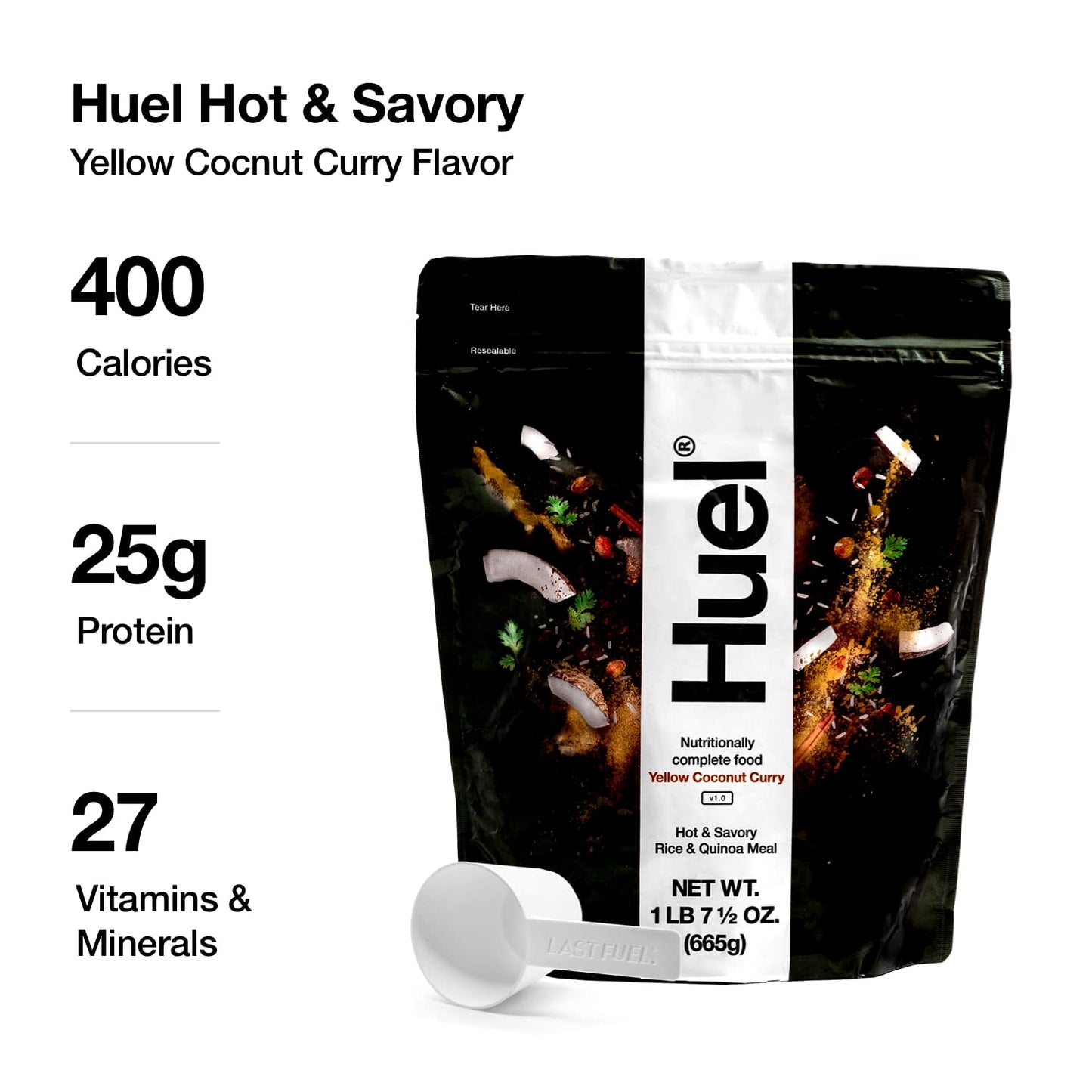 Huel Hot and Savory Meal Replacement, Yellow Coconut Curry, 14 Scoops, 1.47 lb