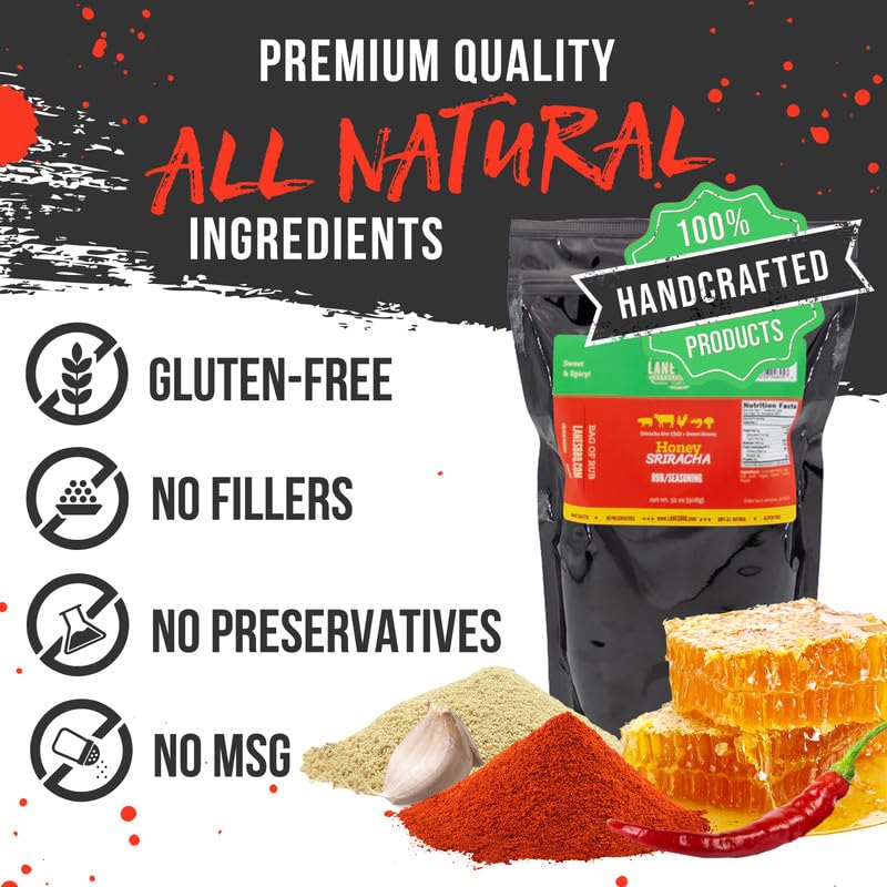 Lane'S Honey Sriracha Seasoning, All-Natural Sriracha Powder Seasoning Blend With Garlic & Herb Honey Seasoning For Pork & Meat,