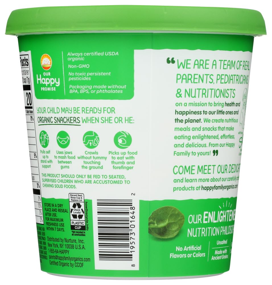 Happy Baby Organic Baked Creamy Spinach & Carrot Snacker Cup, 1.5 Oz