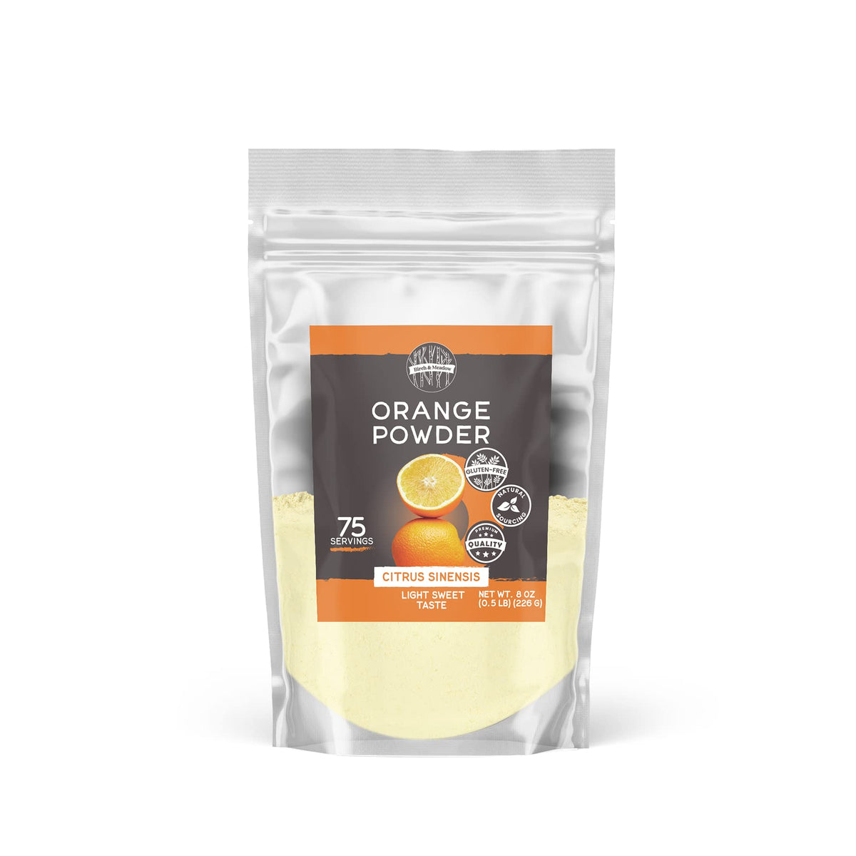 Birch & Meadow 8 Oz, Orange Powder, Light & Sweet, From Juice