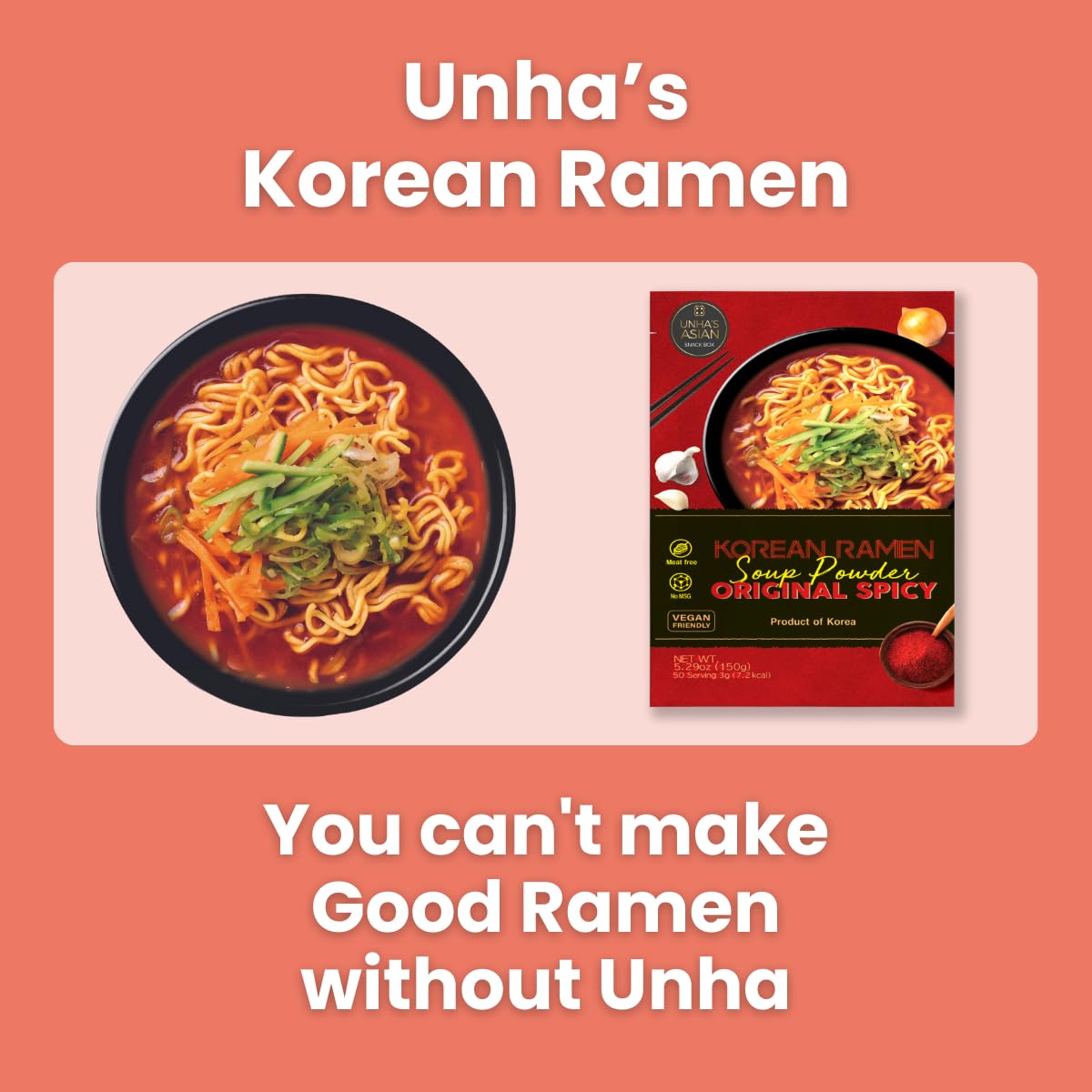 Korean Ramen Soup Seasoning Powder, Hot And Spicy Flavor, Vegan Instant Broth Mix, 5.29 Oz Pack – Product Of Korea