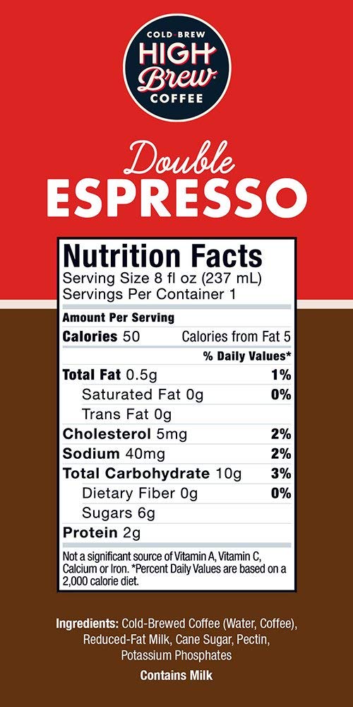 High Brew Coffee Double Espresso 8oz Pack of 24 - Plastic