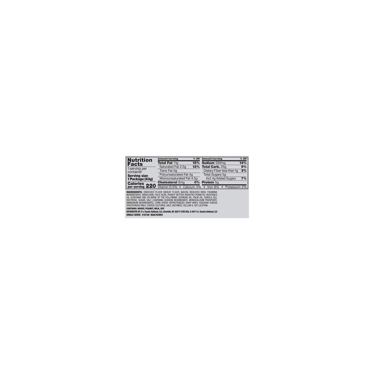 Lance Toast Chee Peanut Butter Crackers,1.52 Ounce (Pack Of 40)