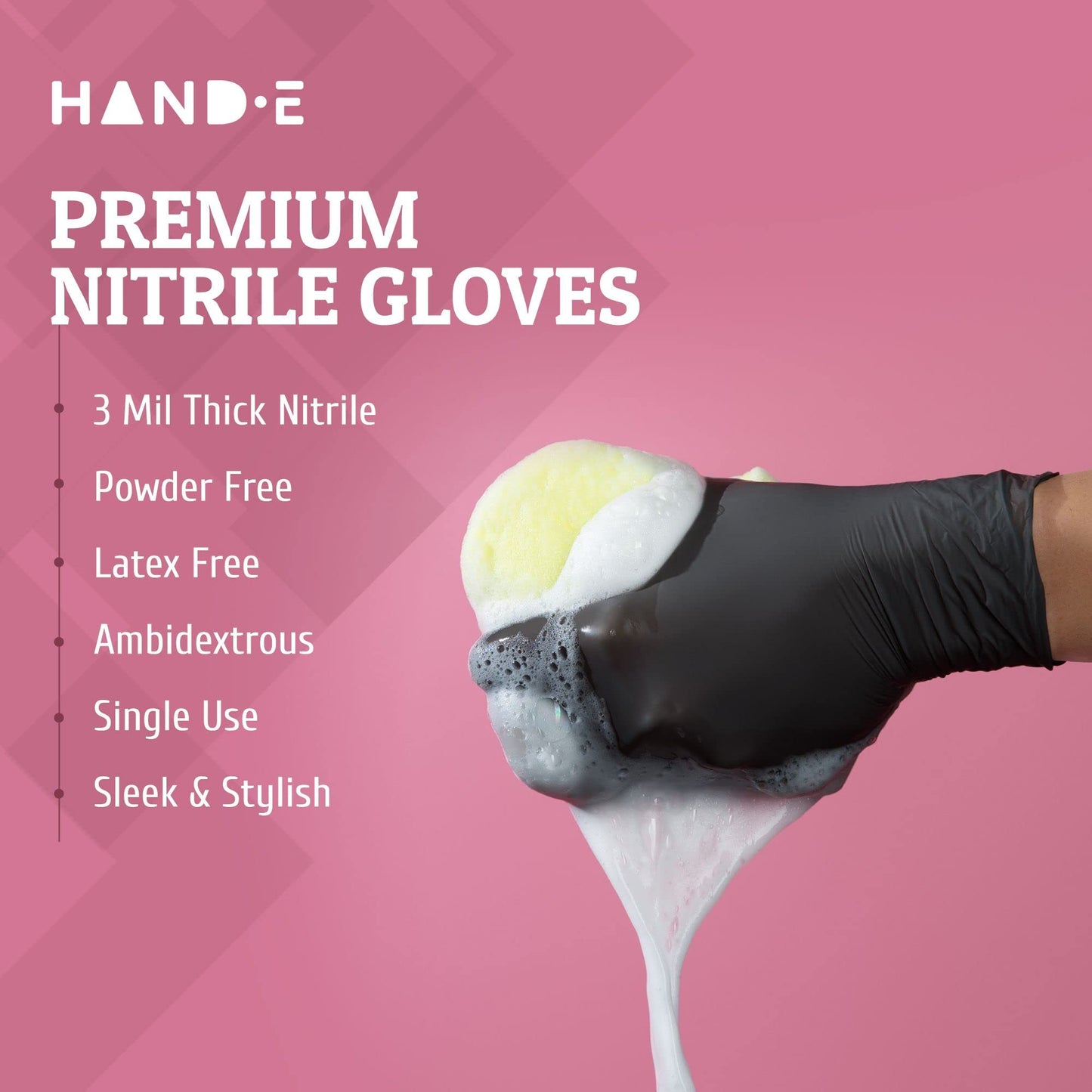 Hand-E Touch Black Nitrile Disposable Gloves Small, 100 Count - Bbq, Tattoo, Hair Dye, Cooking, Mechanic Gloves - Powder And Lat